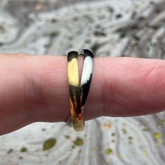 3mm Double-joined Silver Gold Ring - Picture 1 of 5